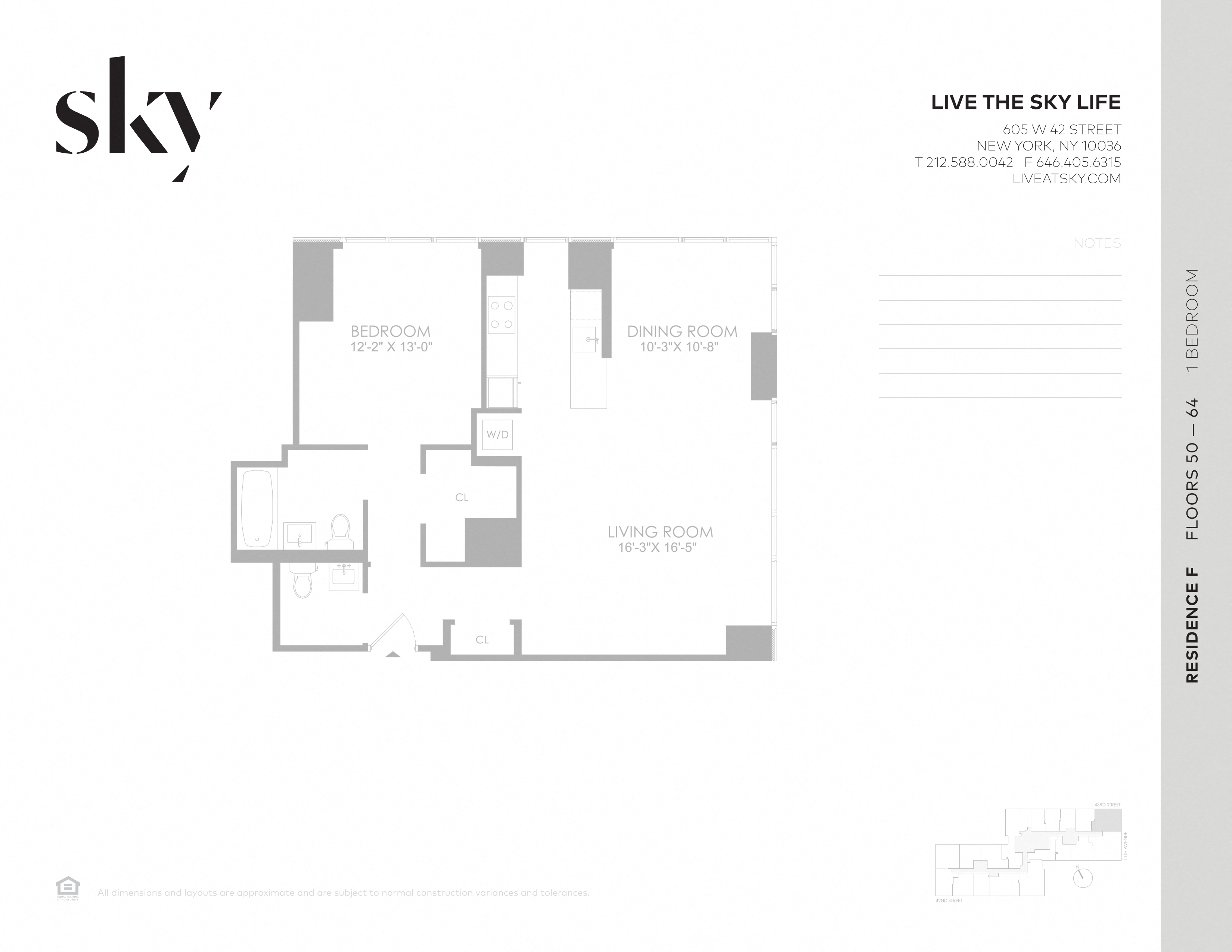 Floor plan for 1 bed, 1.5 baths, 930 sqft